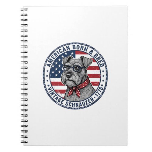 Patriotic Schnauzer Dog Vintage Notebook