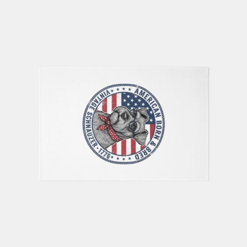 Patriotic Schnauzer Dog Vintage Rug