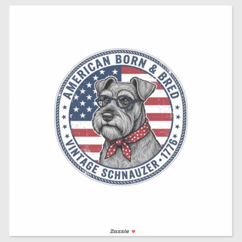 Patriotic Schnauzer Dog Vintage Sticker