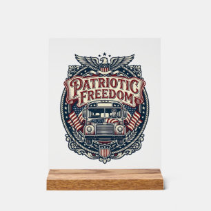 Patriotic School Bus Driver Acrylic Sign