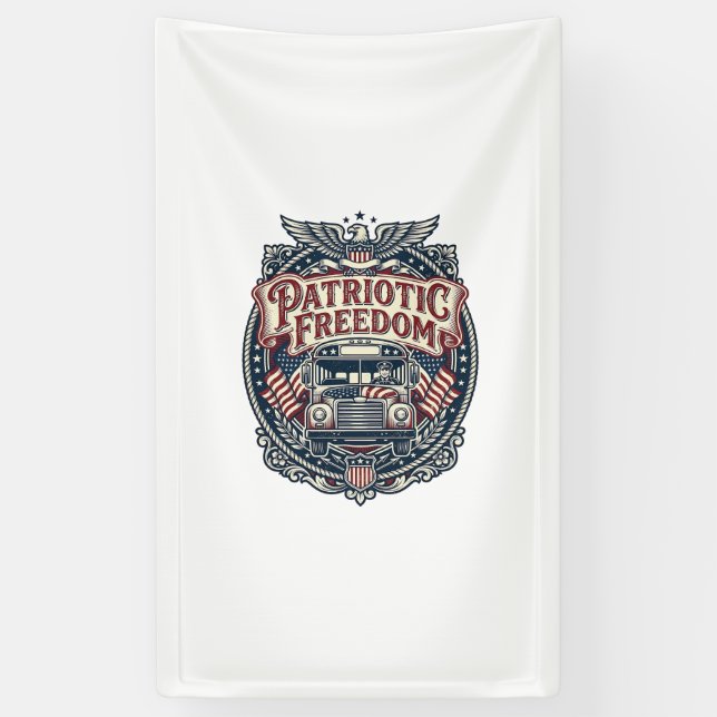 Patriotic School Bus Driver Banner (Vertical)