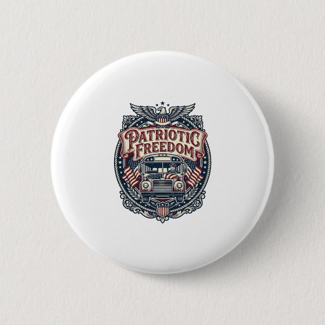 Patriotic School Bus Driver Button (Front)