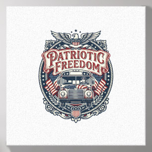 Patriotic School Bus Driver Canvas Photo Tile