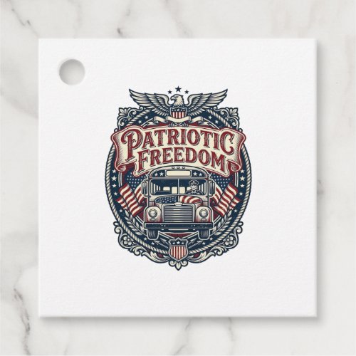 Patriotic School Bus Driver Favor Tags
