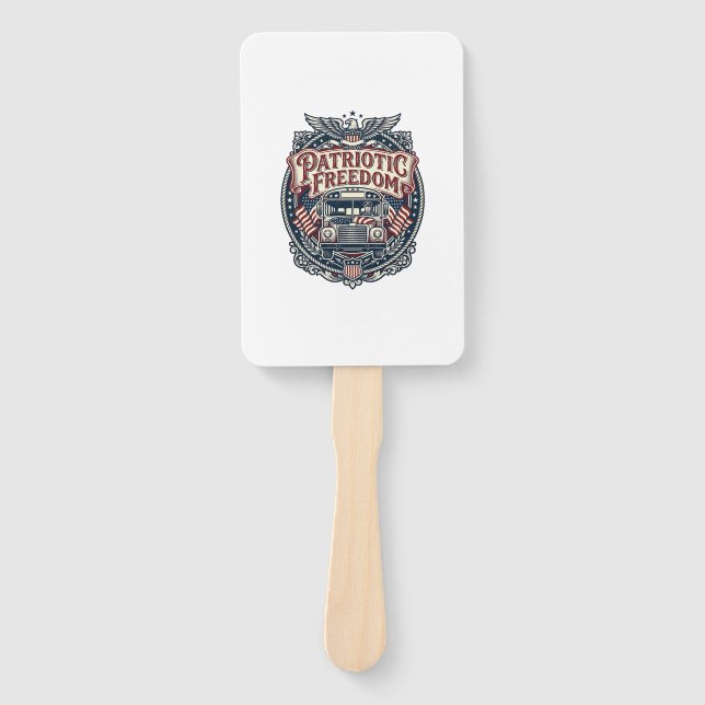 Patriotic School Bus Driver Hand Fan (Front)