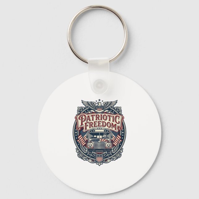 Patriotic School Bus Driver Keychain (Front)