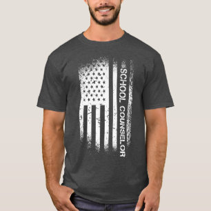 Patriotic School Counselor With American Flag Prem T-Shirt
