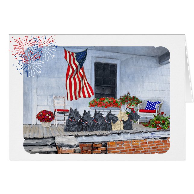 Patriotic Scotties Await the Big Parade  (Front Horizontal)