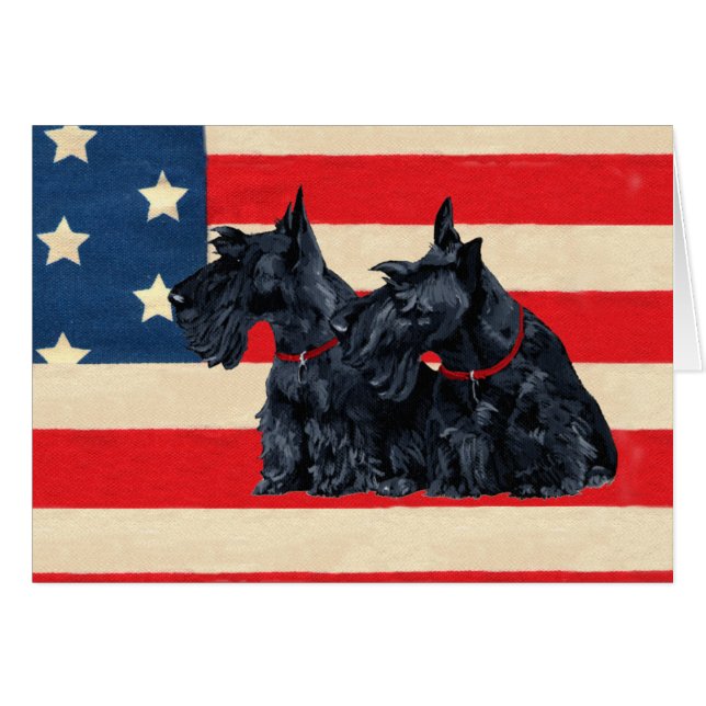 Patriotic Scotties  Cards (Front Horizontal)