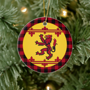 Patriotic Scottish Flag, Rampant, plaid, Scotland Ceramic Ornament