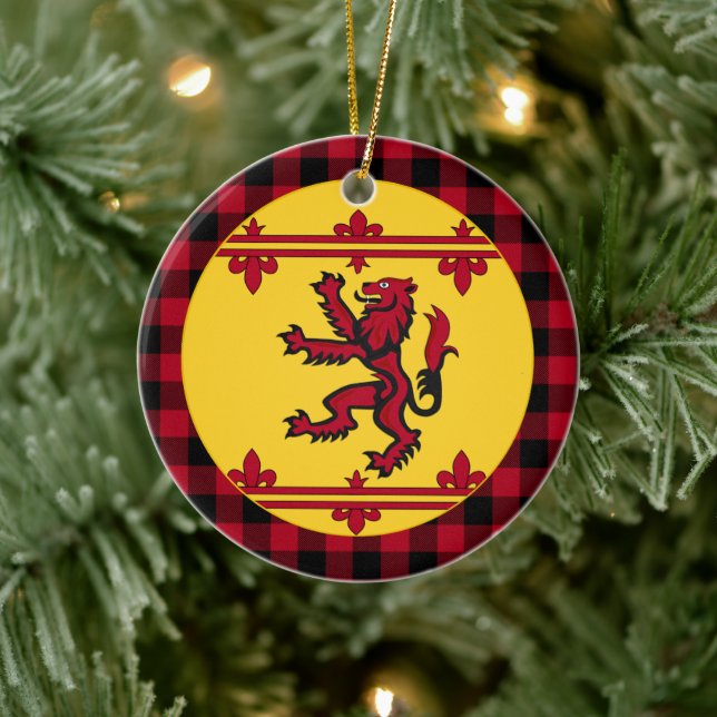 Patriotic Scottish Flag, Rampant, plaid, Scotland Ceramic Ornament (Tree)
