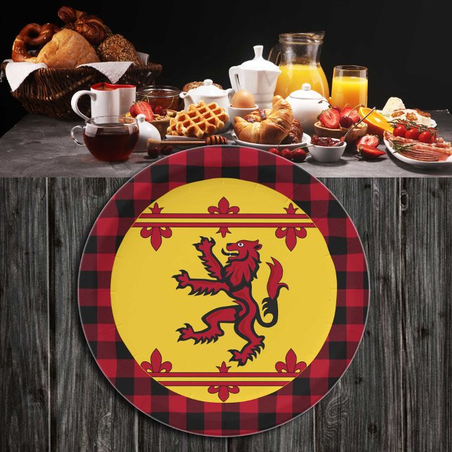Patriotic Scottish Flag, Rampant, plaid, Scotland Paper Plates (Creator Uploaded)