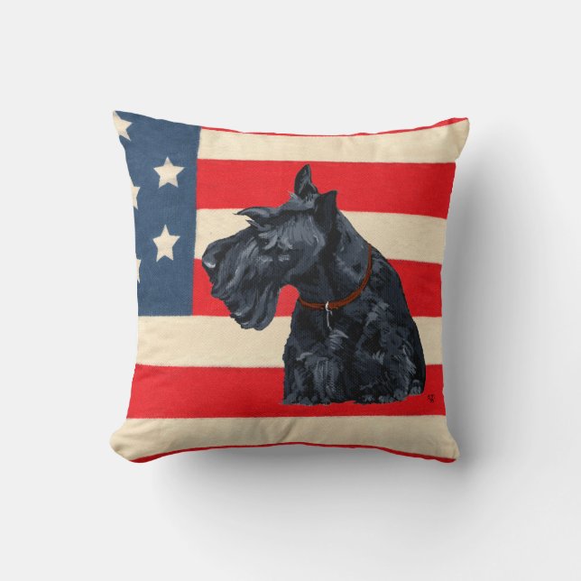 Patriotic Scottish Terrier Pillow (Front)