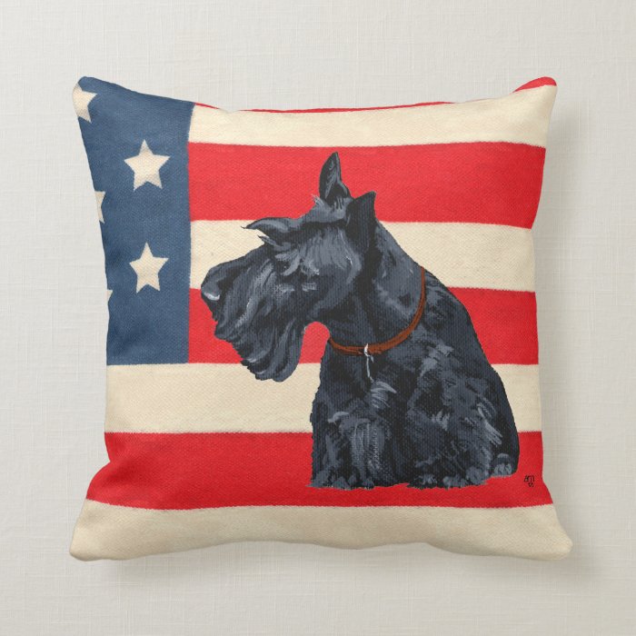 Patriotic Scottish Terrier Pillow