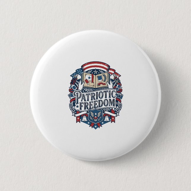 Patriotic Scrapbooker Vector Graphic Tee_1 Button (Front)