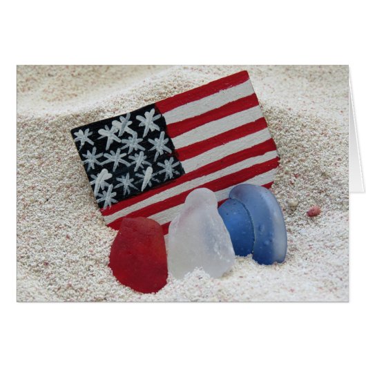 Patriotic sea glass colors cards (Front Horizontal)