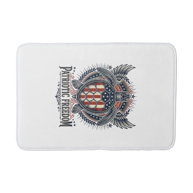  Patriotic Sea Turtle Bath Mat (Front)