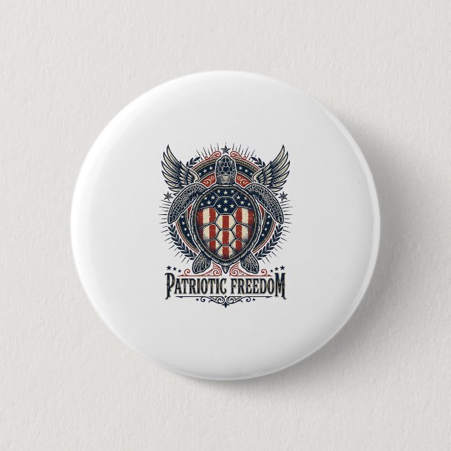  Patriotic Sea Turtle Button (Front)