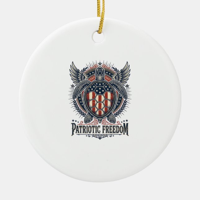  Patriotic Sea Turtle Ceramic Ornament (Front)
