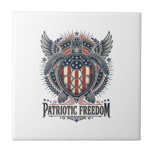 Patriotic Sea Turtle Ceramic Tile