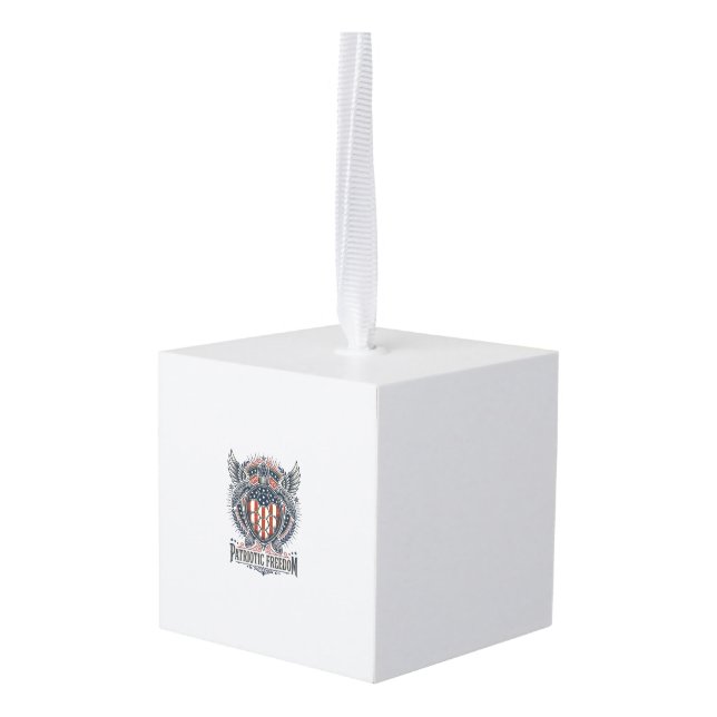  Patriotic Sea Turtle Cube Ornament (Back Angled)