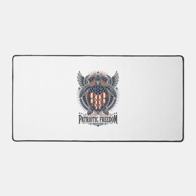  Patriotic Sea Turtle Desk Mat (Front)