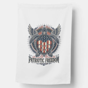 Patriotic Sea Turtle House Flag