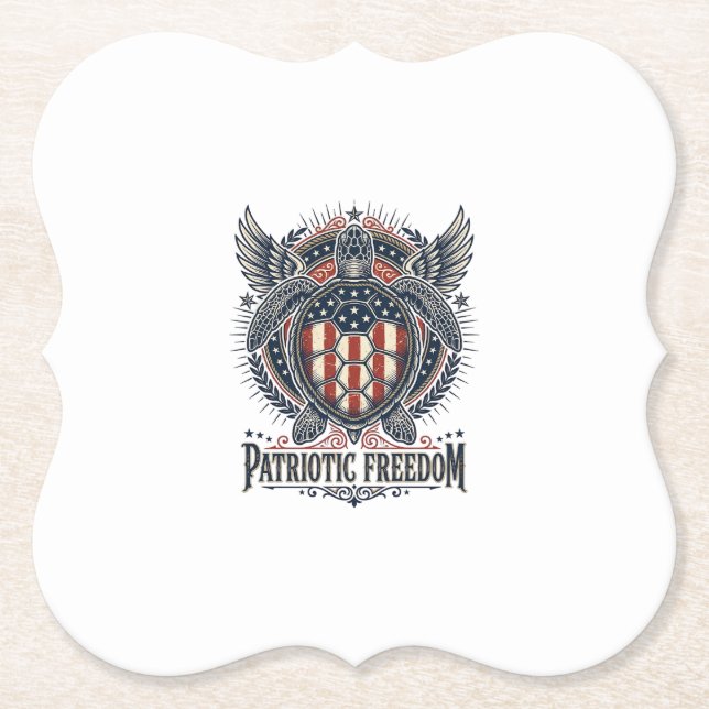  Patriotic Sea Turtle Paper Coaster (Front)