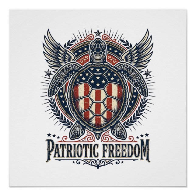  Patriotic Sea Turtle Poster (Front)