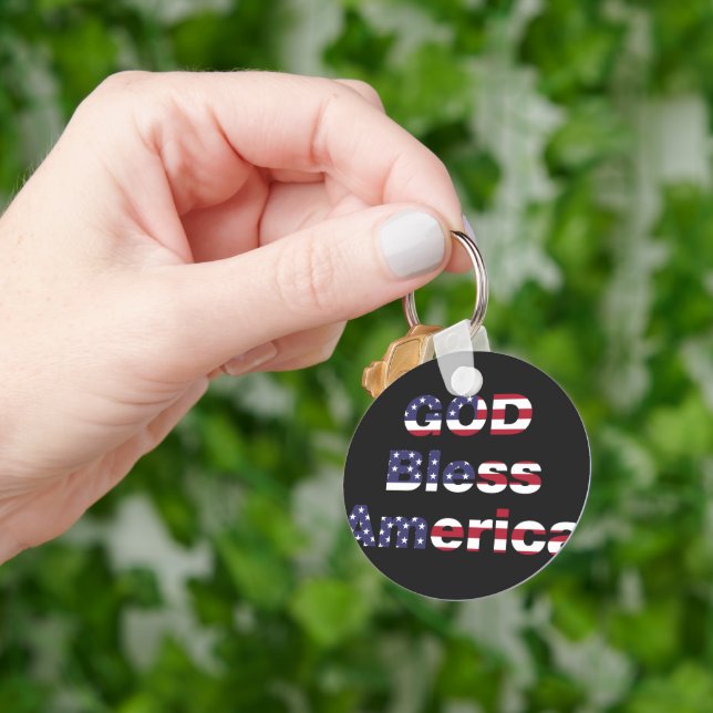 Patriotic Sentinel Keychain - Bold God Bless SUA (Hand)