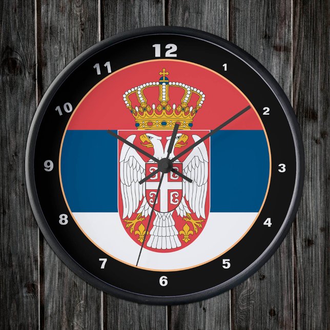 Patriotic Serbian Flag & Serbia Home / design Round Clock (Creator Uploaded)