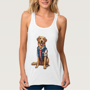 Patriotic Service Dog Golden Retriever Shirt 4