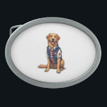 Patriotic Service Dog Golden Retriever Shirt 4 Belt Buckle<br><div class="desc">Patriotic Service Dog Golden Retriever Shirt 4</div>