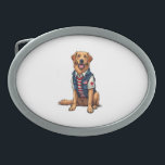 Patriotic Service Dog Golden Retriever Shirt 4 Belt Buckle<br><div class="desc">Patriotic Service Dog Golden Retriever Shirt 4</div>