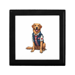 Patriotic Service Dog Golden Retriever Shirt 4 Gift Box
