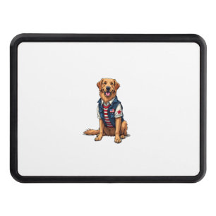 Patriotic Service Dog Golden Retriever Shirt 4 Hitch Cover
