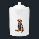 Patriotic Service Dog Golden Retriever Shirt 4 Teapot<br><div class="desc">Patriotic Service Dog Golden Retriever Shirt 4</div>