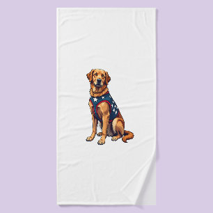 Patriotic Service Dog Golden Retriever Shirt Bath Towel