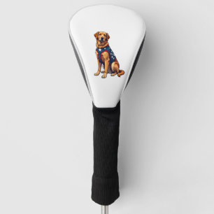 Patriotic Service Dog Golden Retriever Shirt Golf Head Cover