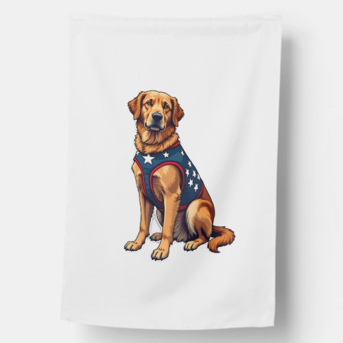 Patriotic Service Dog Golden Retriever Shirt House Flag