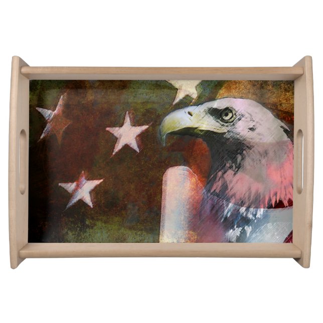 Patriotic Serving Tray U.S Flag and Bald Eagle (Front)