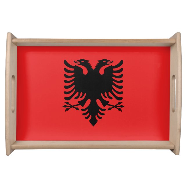 Patriotic serving tray with Flag of Albania (Front)
