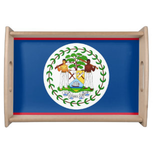 Patriotic serving tray with Flag of Belize