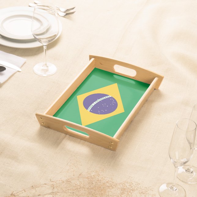 Patriotic serving tray with Flag of Brazil (Front)