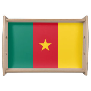 Patriotic serving tray with Flag of Cameroon