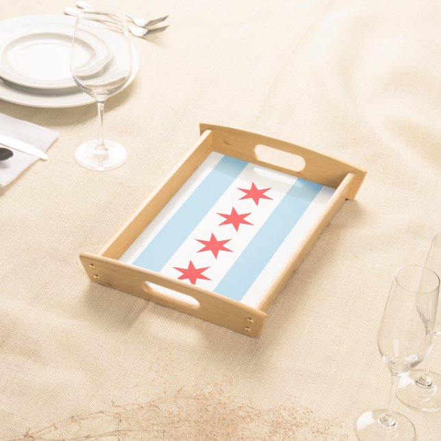 Patriotic serving tray with Flag of Chicago (Front)
