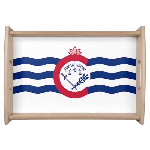 Patriotic serving tray with Flag of Cincinnati