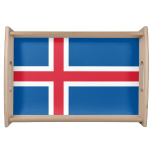 Patriotic serving tray with Flag of Iceland
