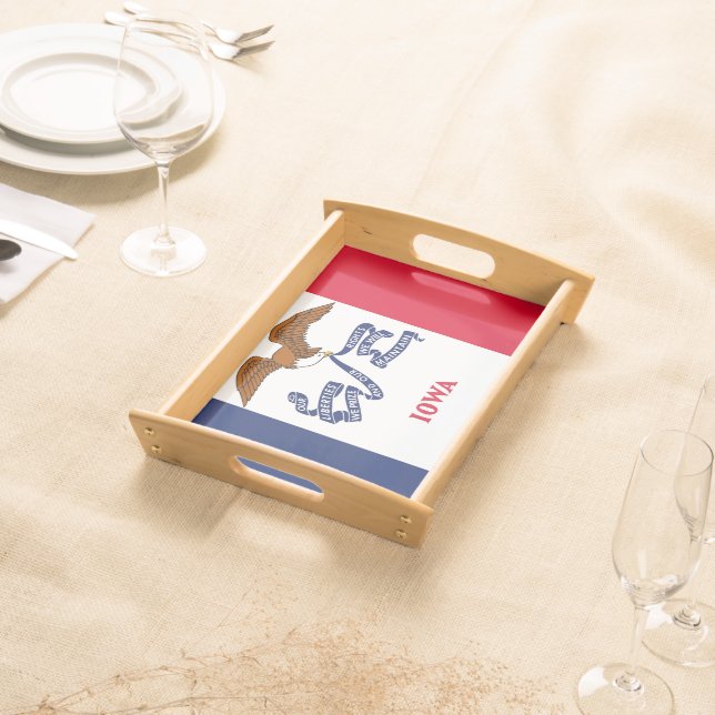 Patriotic serving tray with Flag of Iowa (Front)