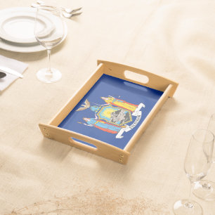 Patriotic serving tray with Flag of New York
